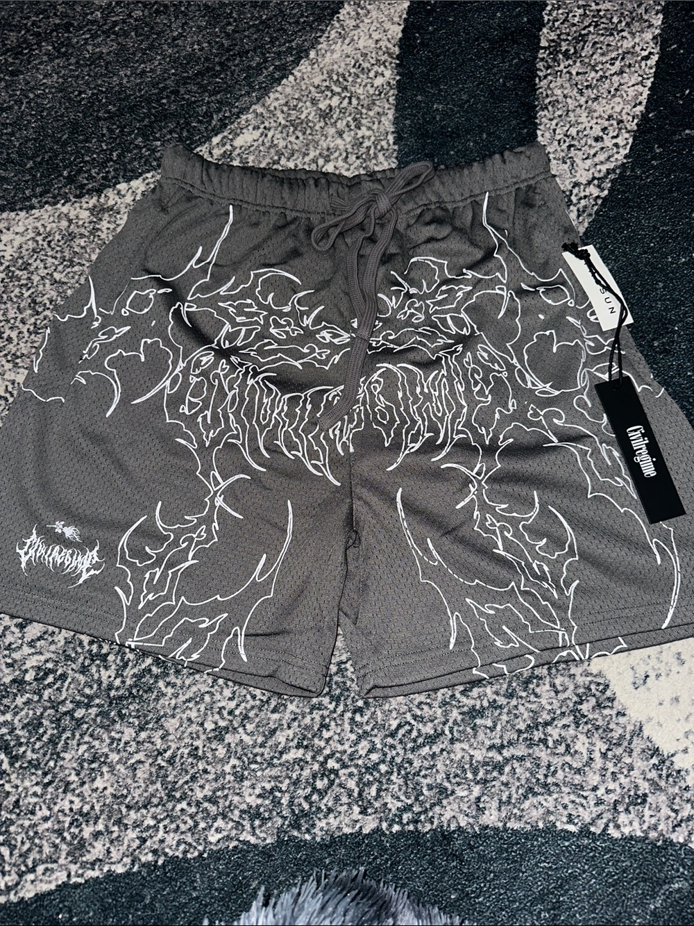 PacSun groove Men's Gray Graphic Drawstring Shorts